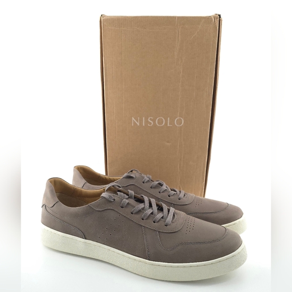 Nisolo Other - Nisolo Men's Beto Go-To Court Sneaker Grey Lace Up Size 12.5 M